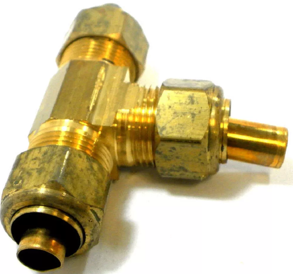 Anderson Barrows PB964-P A-214 1/2' All Tube Brass Compression Tee w/ Inserts