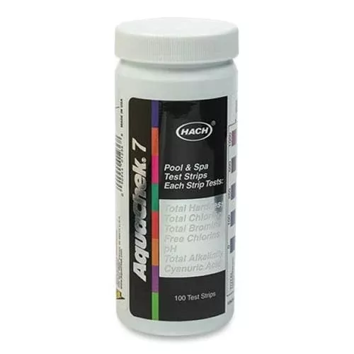 AquaChek Silver Test Strips – 100 Strips for Chlorine, Bromine, pH, Alkalinity, Hardness & Cyanuric Acid (551236)