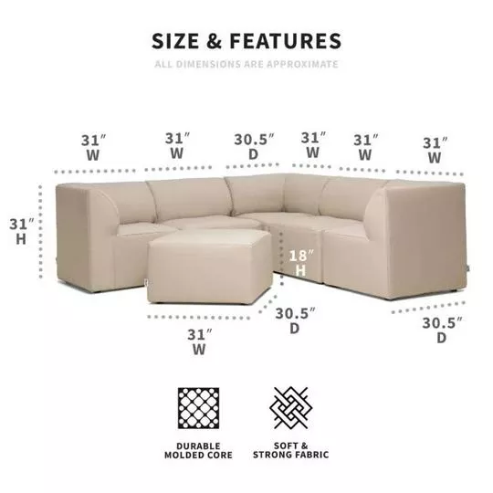 Big Joe – Patio 6-Piece Sectional Couch, Terra Bask