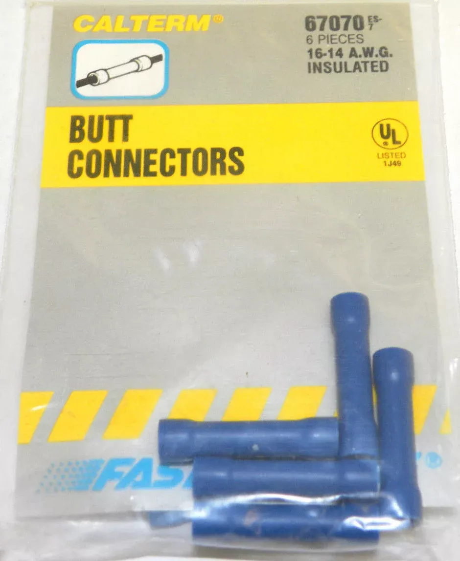 Calterm 67070 16-14 AWG (2.0mm²) Butt Connector PKG Of 6 Pcs