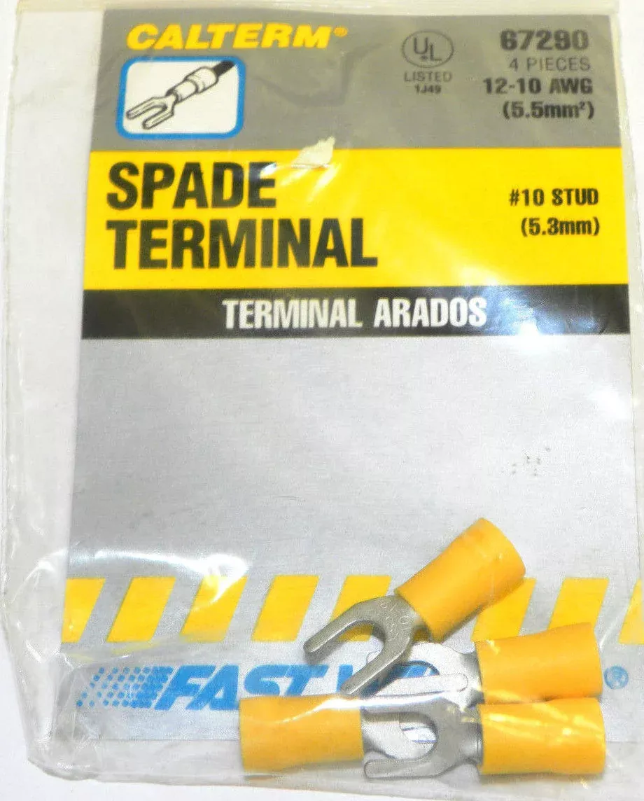 Calterm 67290 #10 (5.3mm) Stud Spade Terminal PKG Of 4 Pcs