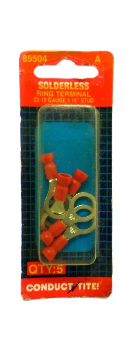 Conduct Tite! 85504 Solderless Ring Terminals 22-18 Gauge 5/16" Stud