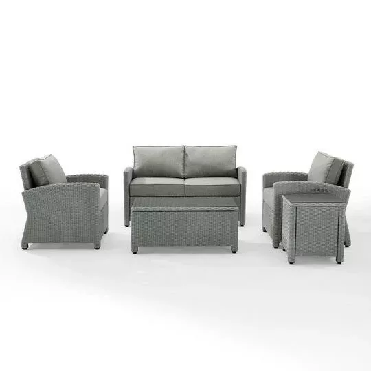 Crosley – Bradenton 5-Piece Outdoor Wicker Conversation Set, Gray