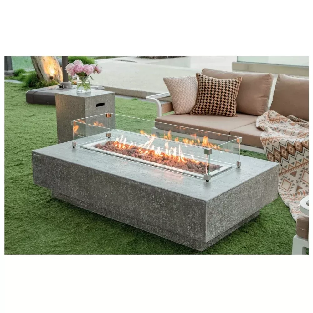Elementi 56" Light Grey Concrete Fire Table Hampton OFG139LG