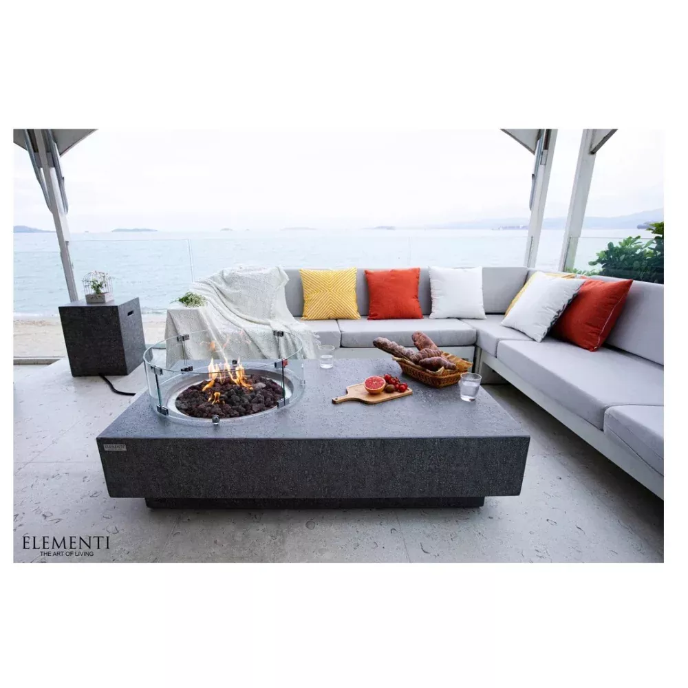 Elementi Dark Grey Concrete Fire Table Metropolis 56" OFG104DG
