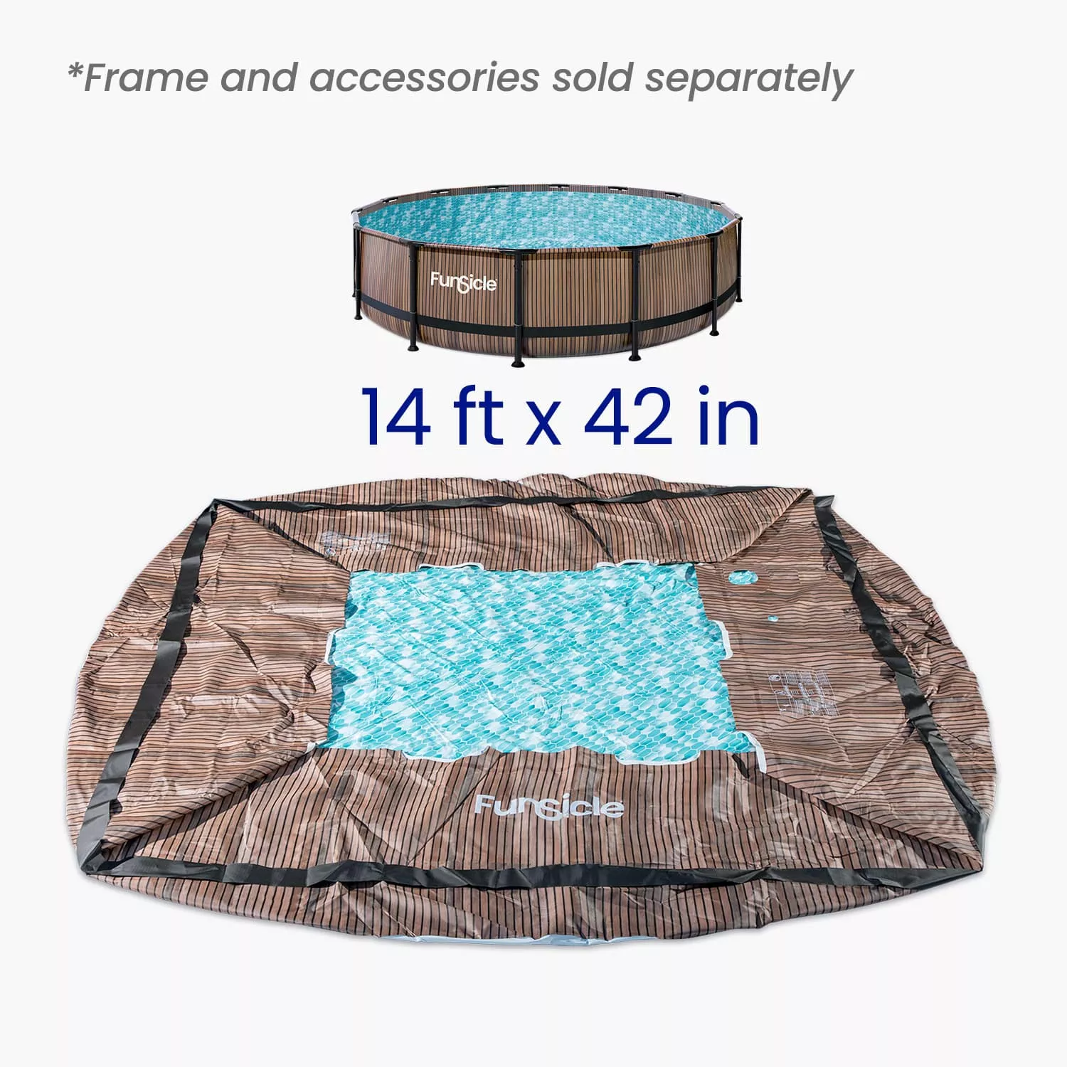 Funsicle 14 ft Oasis Designer Pool Liner-Natural Teak