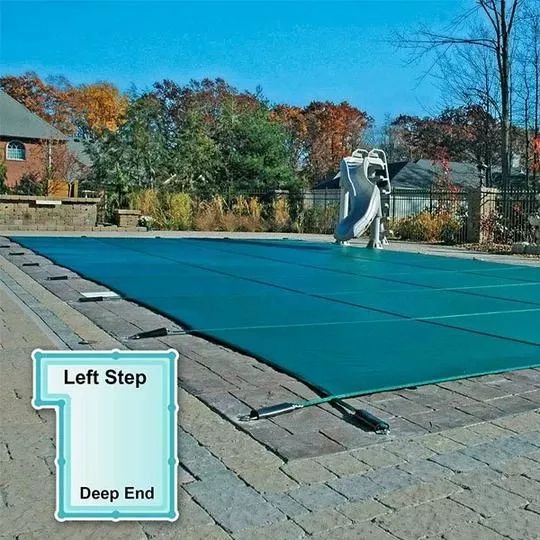 GLI – Mesh Safety Cover 18×36 Ft Rectangle With 4×8 Left Step, Green