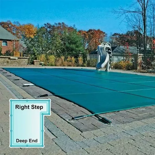 GLI – Mesh Safety Cover 20×40 Ft Rectangle With 4×8 Right Side Step, Green