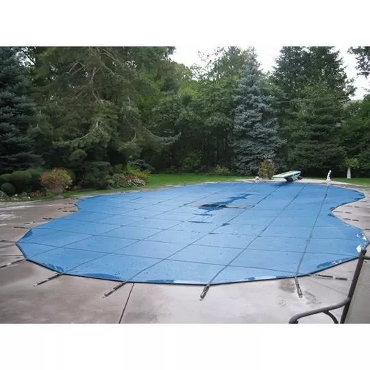 Hinspergers – Aqua Master 16 X 32 Rectangle With Center End Step Solid Safety Cover, Blue