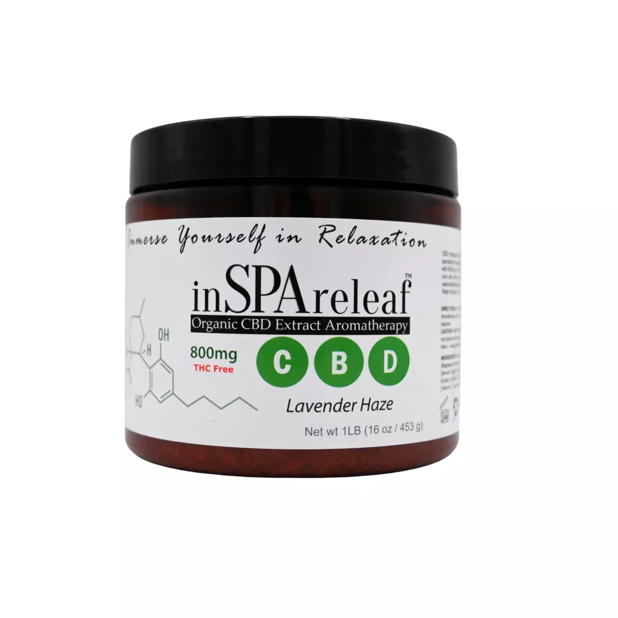 inSPAreleaf 800mg - 16oz Epsom Salt Crystal Aromatherapy - Lavender Haze
