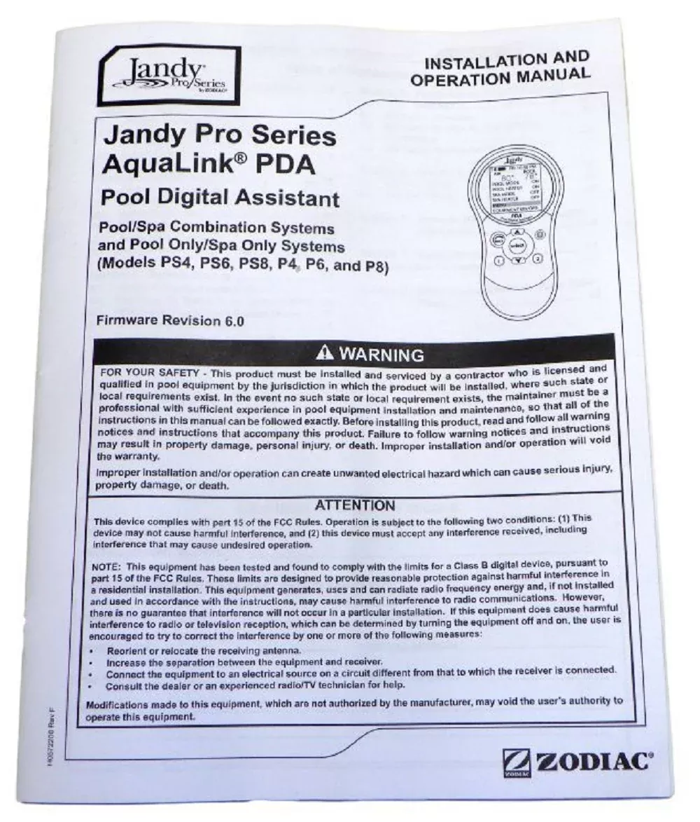 Jandy Pro Series Installation And Operation Manual Firmware Revision 6.0