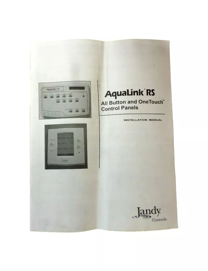 Jandy Supplemental Manual Revision "M" Features AquaLink RS OneTouch All Button