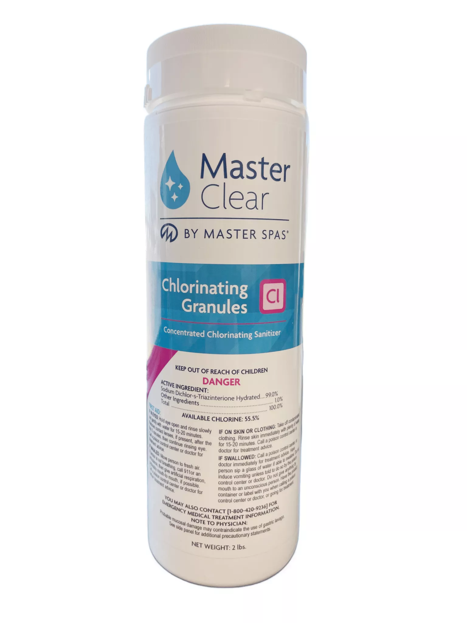 Master Clear Chlorinating Granules – 2 lbs for Spa Sanitizing