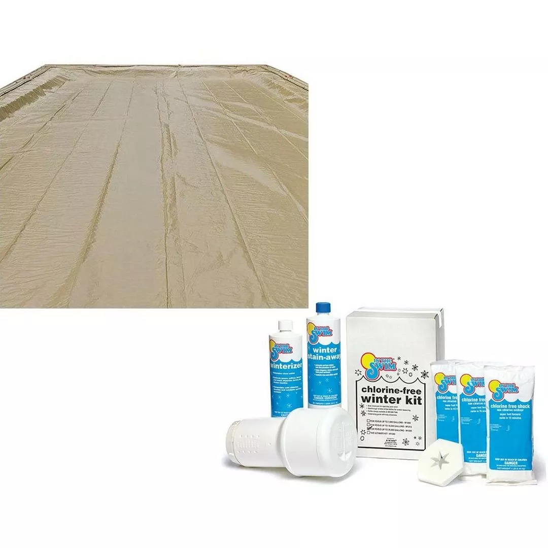 Polar Protector 20-Year 18′ X 36′ Rectangle Winter Pool Cover With Pool Closing Kit Up To 35,000 Gallons Bundle