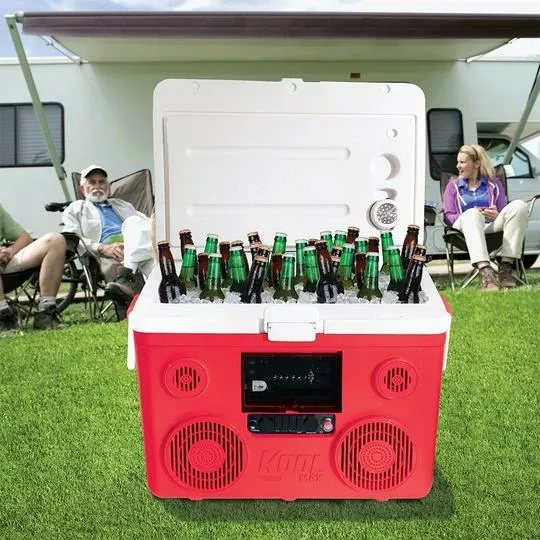 Sondpex – KoolMax 40 Quart Wheeled Cooler Bluetooth Audio And Charging Station – Red