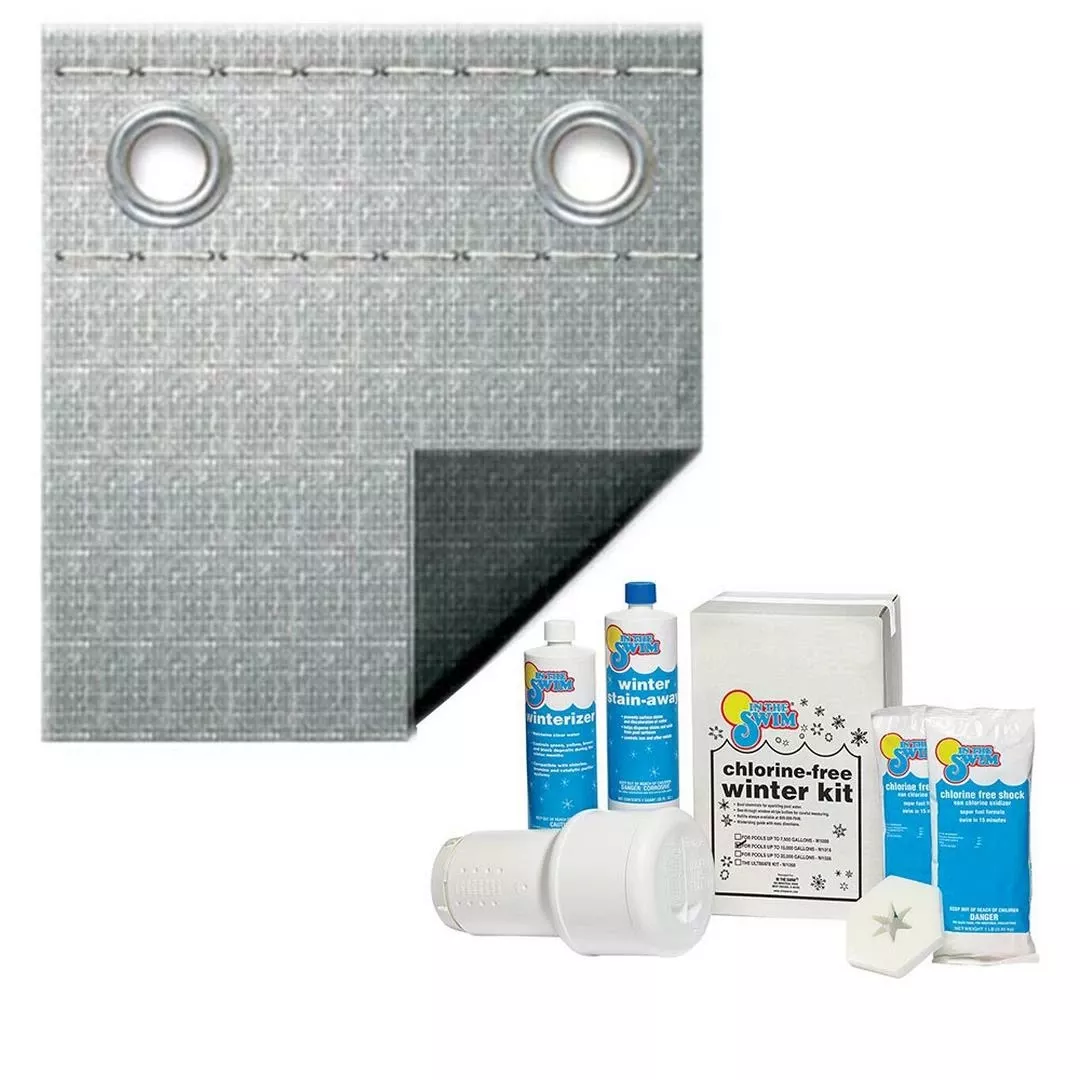 Super Polar Plus 16-Year 16′ X 32′ Rectangle Winter Pool Cover With Pool Closing Kit Up To 15,000 Gallons Bundle