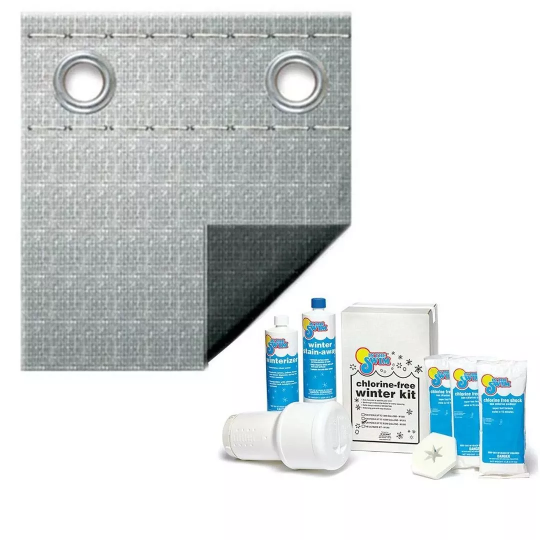 Super Polar Plus 16-Year 18′ X 36′ Rectangle Winter Pool Cover With Pool Closing Kit Up To 35,000 Gallons Bundle